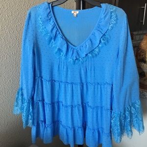 Reba ruffled pretty blue top